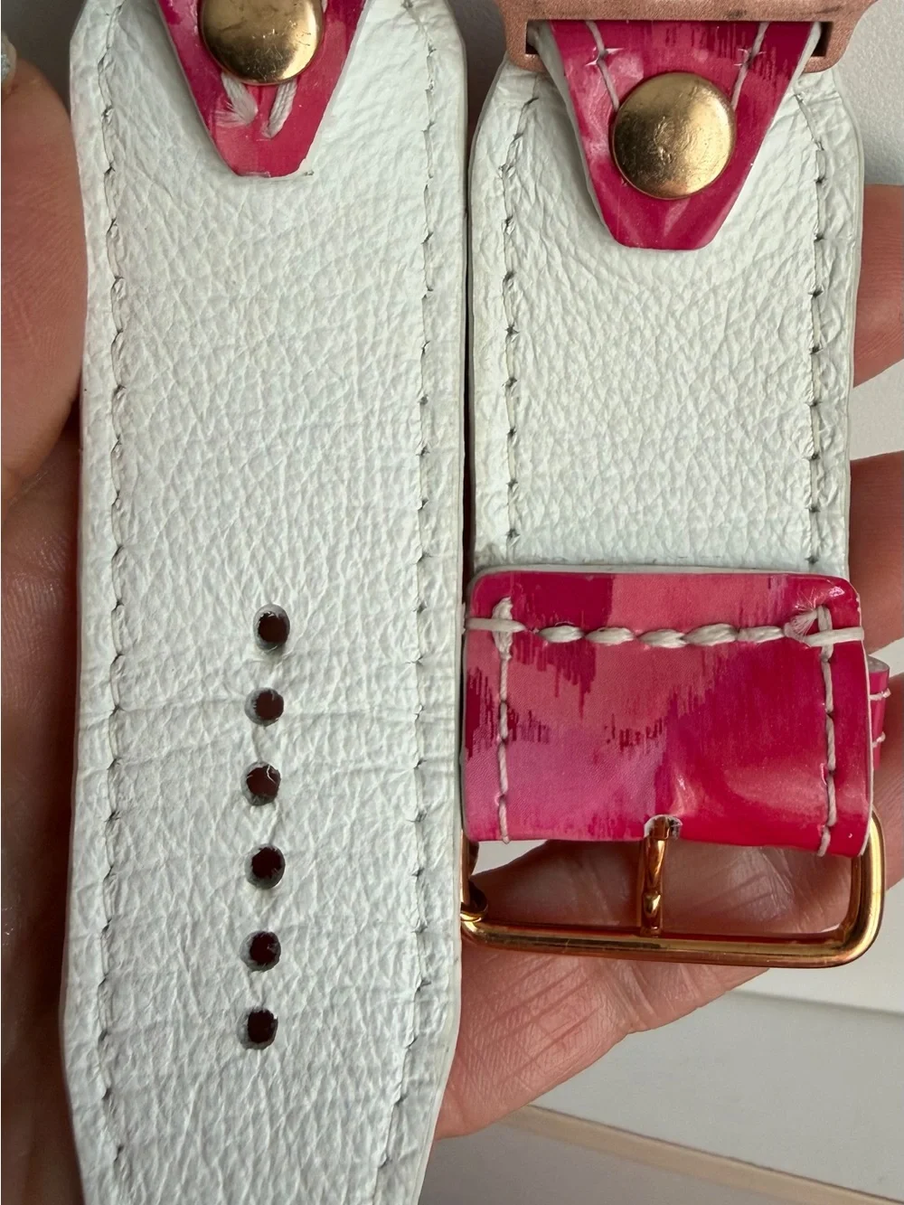 Upcycled fucshia ikat vernis Spark*l band for Apple Watch, size 2